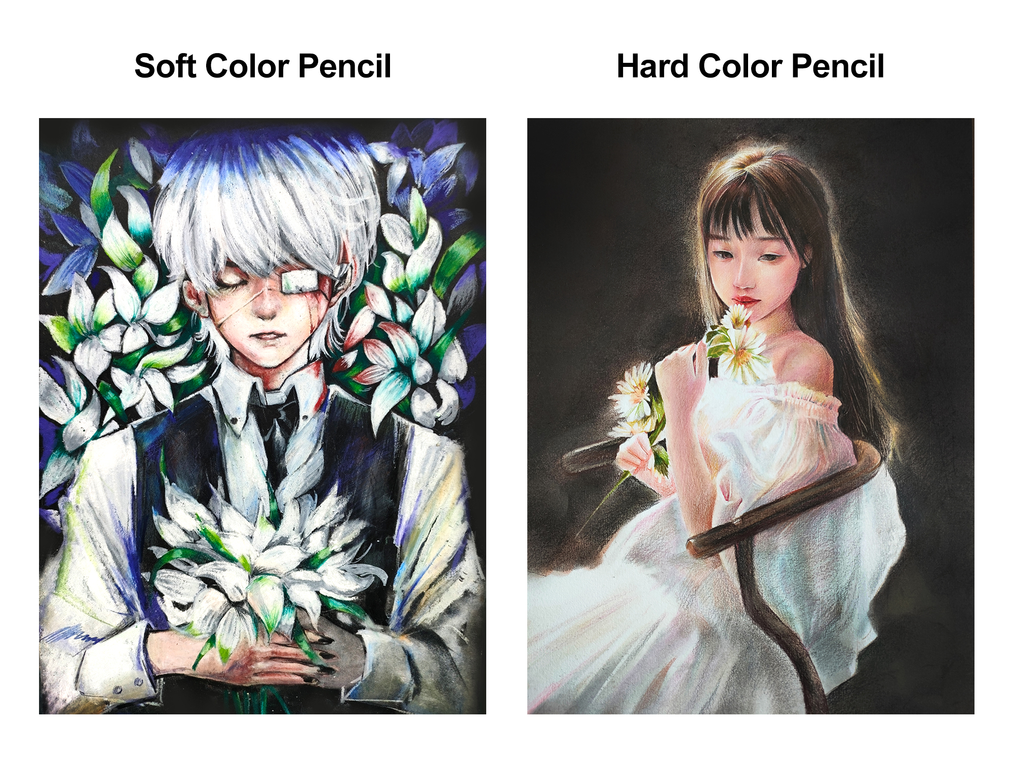 soft vs hard colored pencils darkness comparison